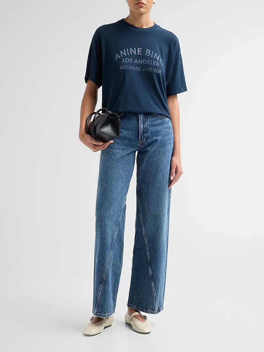 Anine Bing Women's Cade Melrose Stencil T-Shirt | Thumbnail 2 Anine Bing Women's Cade Melrose Stencil T-Shirt | Thumbnail 2