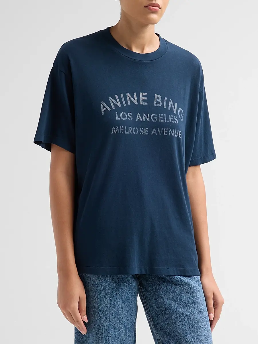 Anine Bing Women's Cade Melrose Stencil T-Shirt | Thumbnail 4 Anine Bing Women's Cade Melrose Stencil T-Shirt | Thumbnail 4