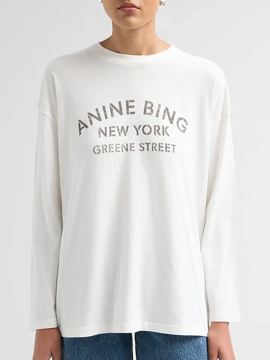 Anine Bing Women's Ivan Stencil Logo Crewneck T-Shirt | Thumbnail 5 Anine Bing Women's Ivan Stencil Logo Crewneck T-Shirt | Thumbnail 5