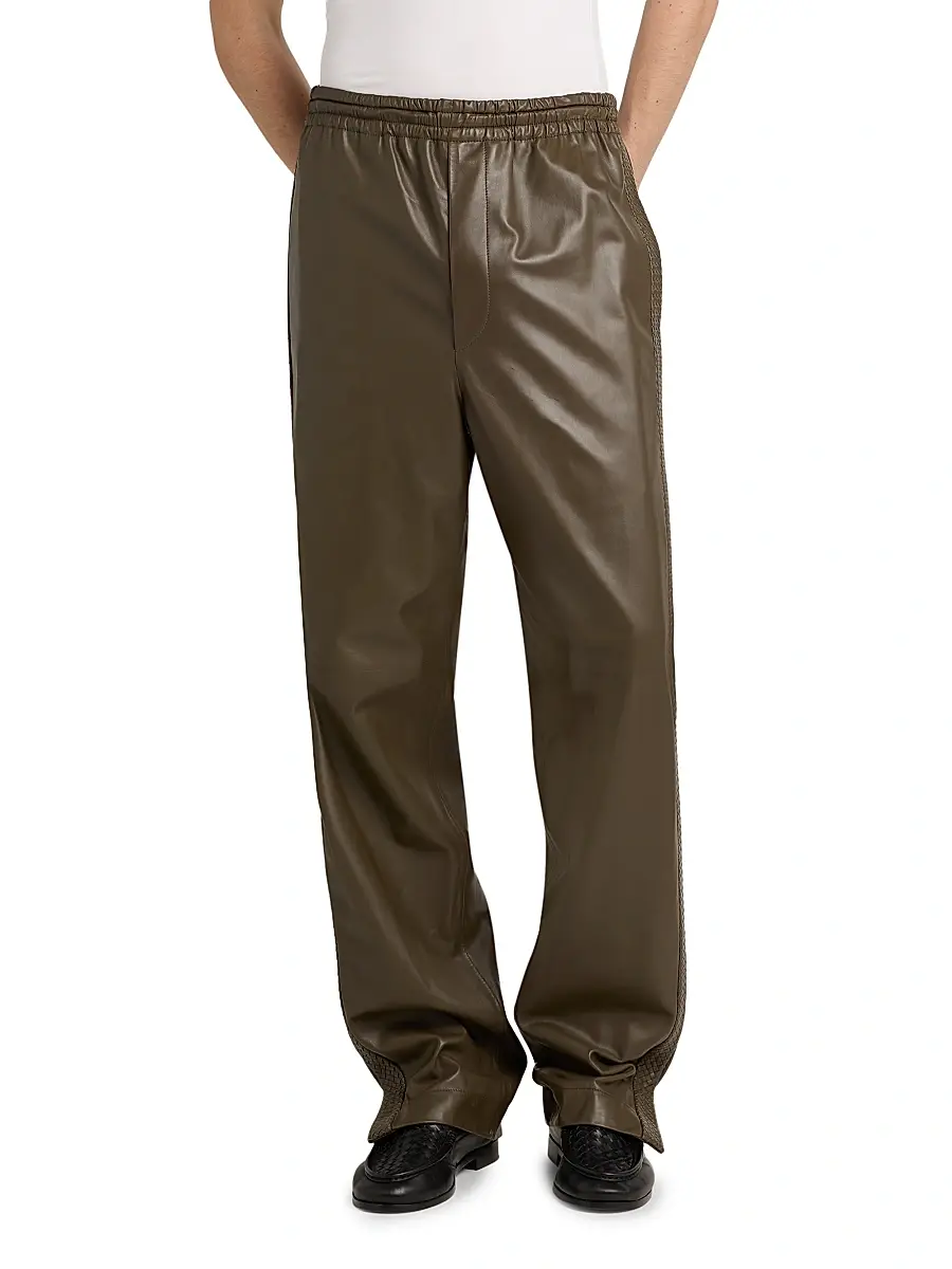 Bottega Veneta Men's Wide-Leg Leather Trousers | Thumbnail 3