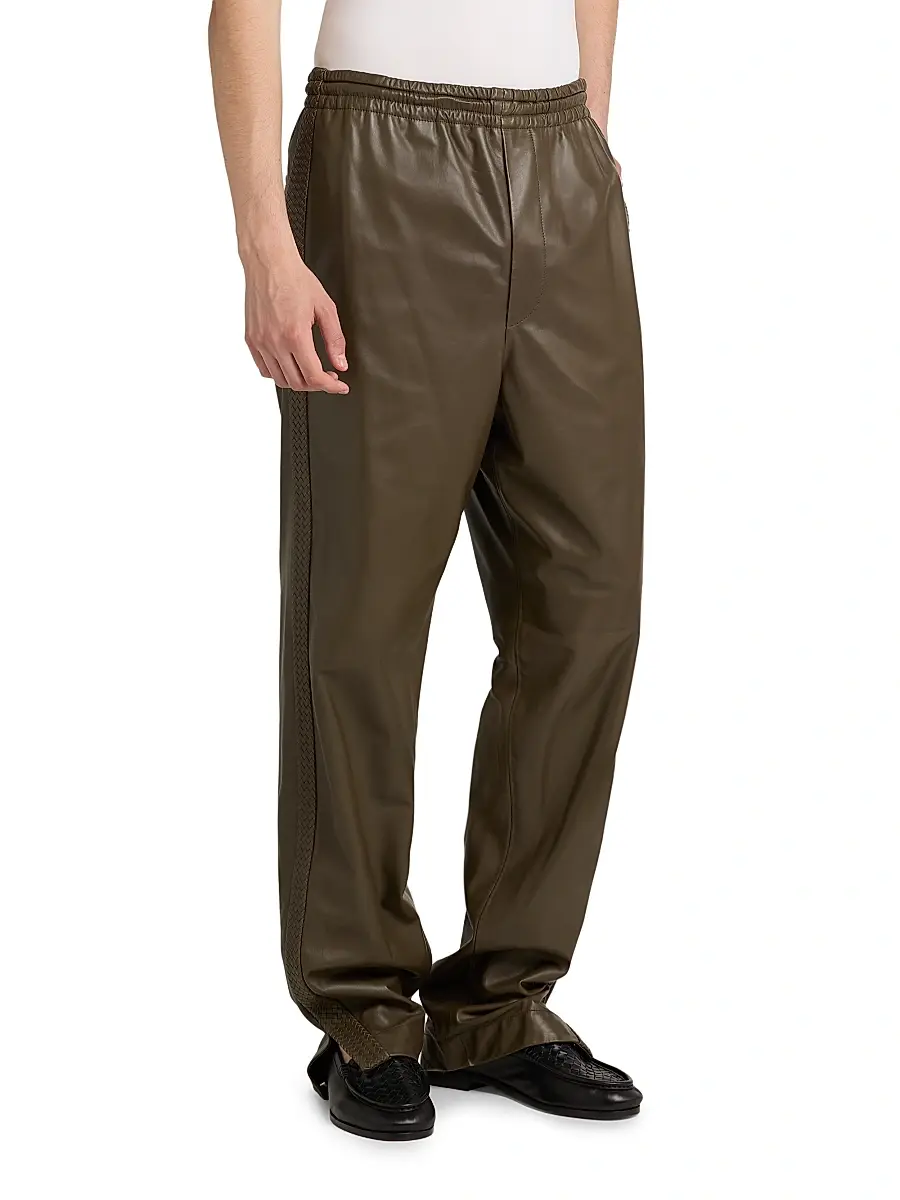 Bottega Veneta Men's Wide-Leg Leather Trousers | Thumbnail 4
