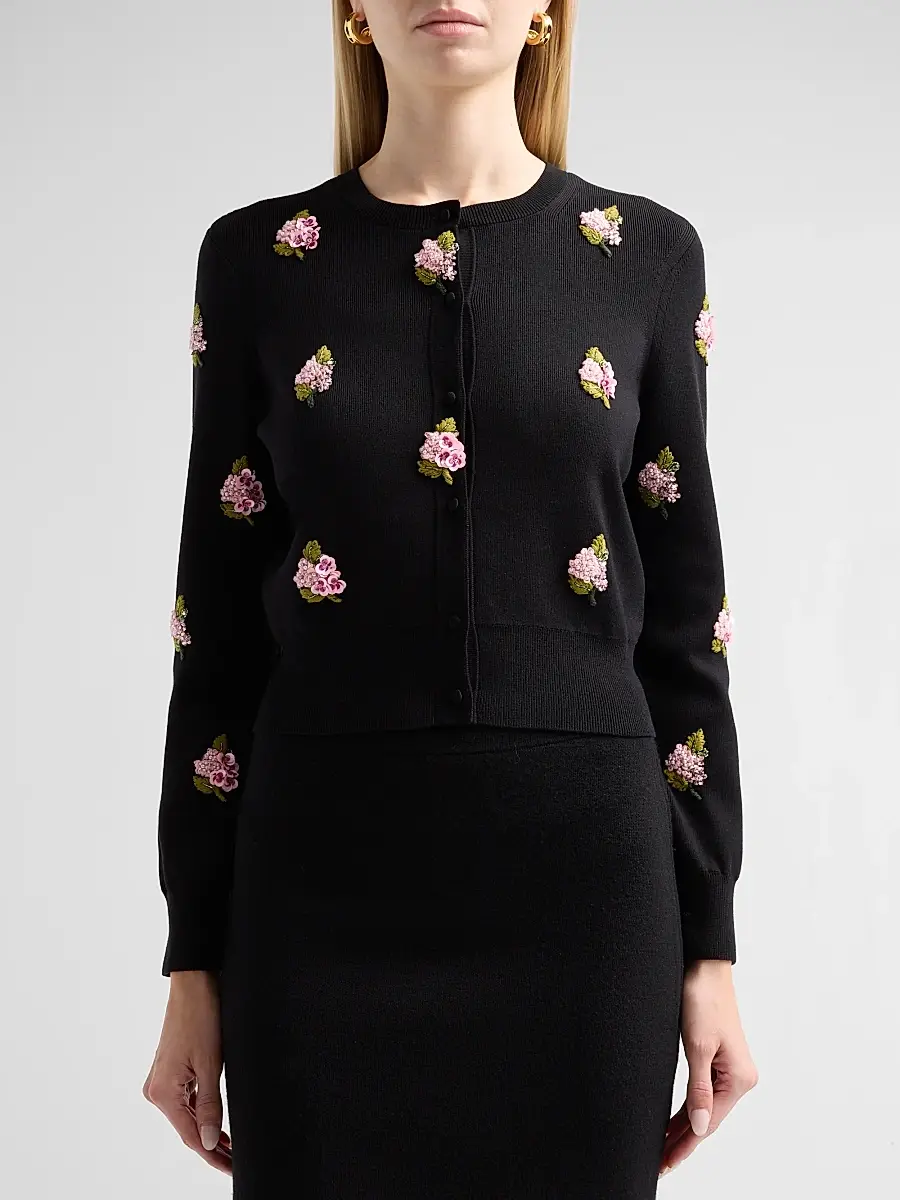 Carolina Herrera Women's Floral-Embroidered Silk-Cotton Cardigan | Thumbnail 5 Carolina Herrera Women's Floral-Embroidered Silk-Cotton Cardigan | Thumbnail 5