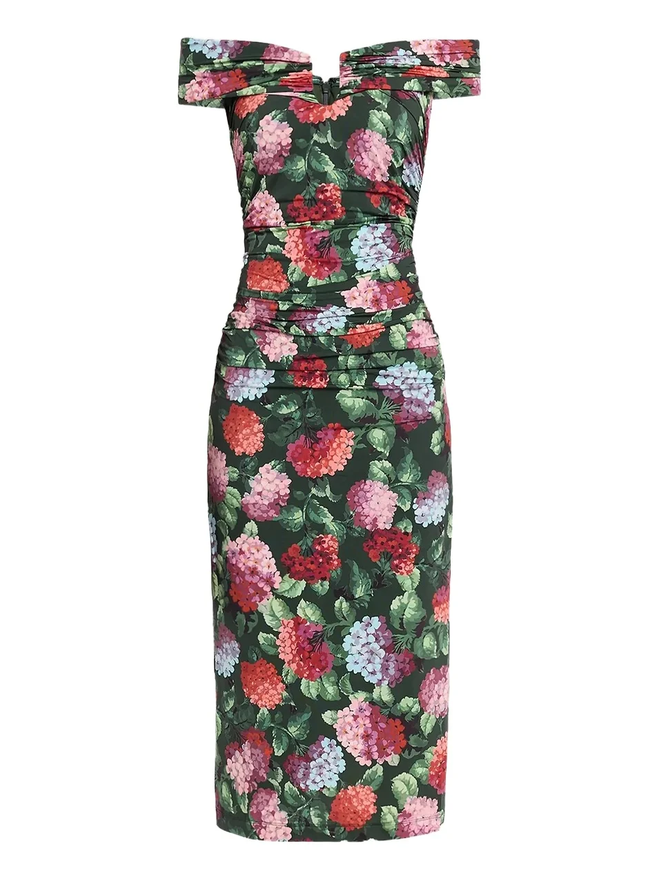 Women's Floral Off-the-Shoulder Ruched Midi Dress Women's Floral Off-the-Shoulder Ruched Midi Dress