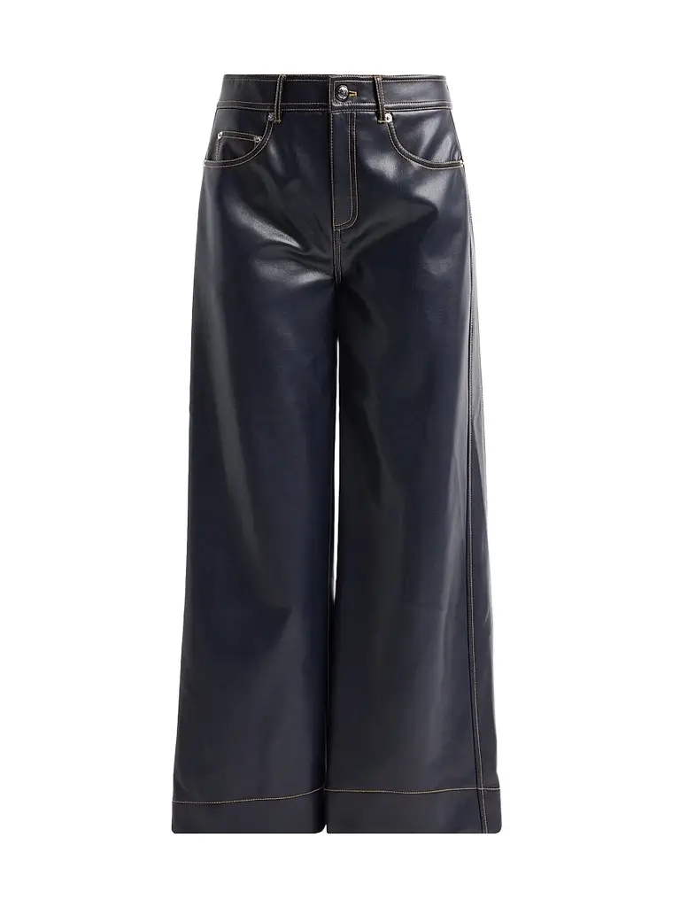 Cinq à Sept Women's Faux-Leather Betsy Pants - Navy Amber | Image 1 Cinq à Sept Women's Faux-Leather Betsy Pants - Navy Amber | Image 1