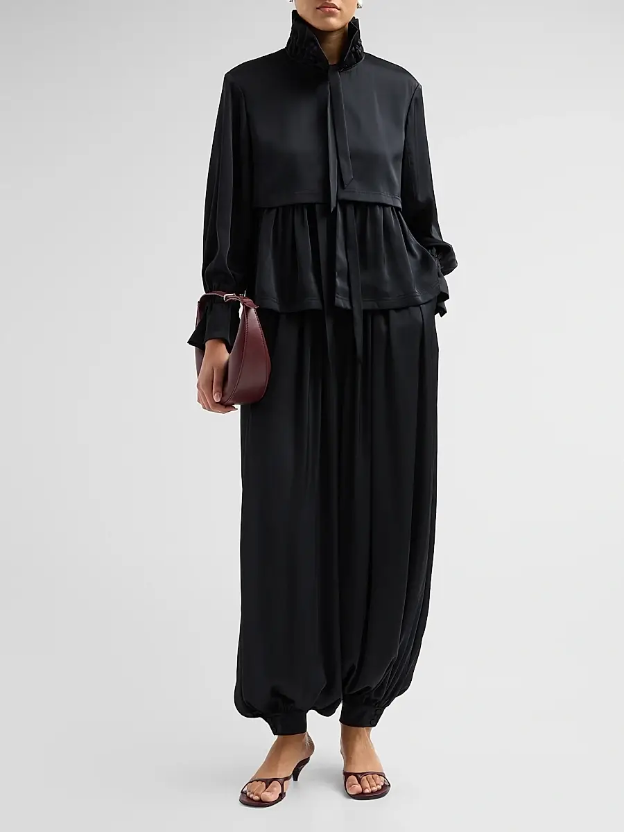Cinq à Sept Women's Esme Pleated Satin Balloon Pants | Thumbnail 2 Cinq à Sept Women's Esme Pleated Satin Balloon Pants | Thumbnail 2