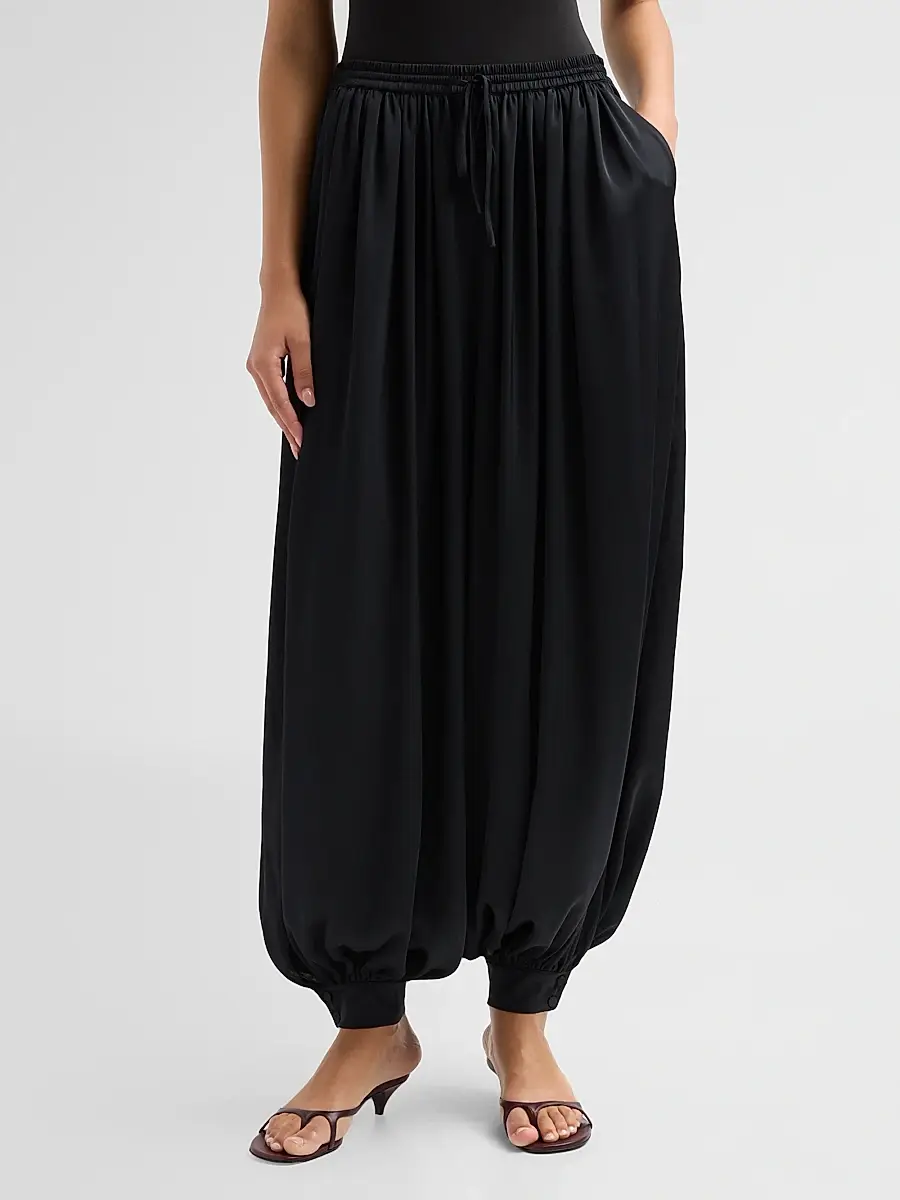 Cinq à Sept Women's Esme Pleated Satin Balloon Pants | Thumbnail 4 Cinq à Sept Women's Esme Pleated Satin Balloon Pants | Thumbnail 4