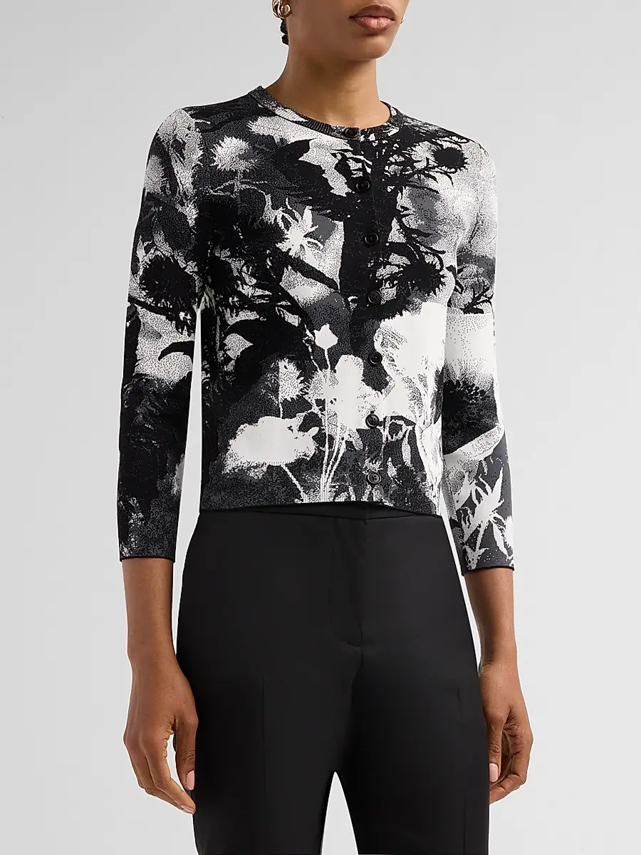 Alexander McQueen Women's London Flowers Jacquard Cardigan | Thumbnail 4 Alexander McQueen Women's London Flowers Jacquard Cardigan | Thumbnail 4