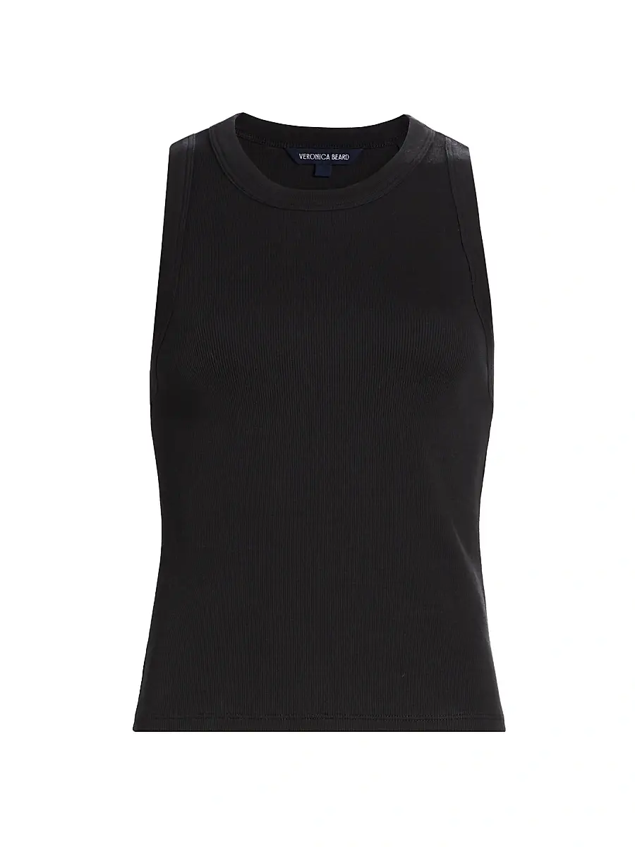 Veronica Beard Women's Jordyn Cotton-Blend Crop Tank - Black | Image 1 Veronica Beard Women's Jordyn Cotton-Blend Crop Tank - Black | Image 1