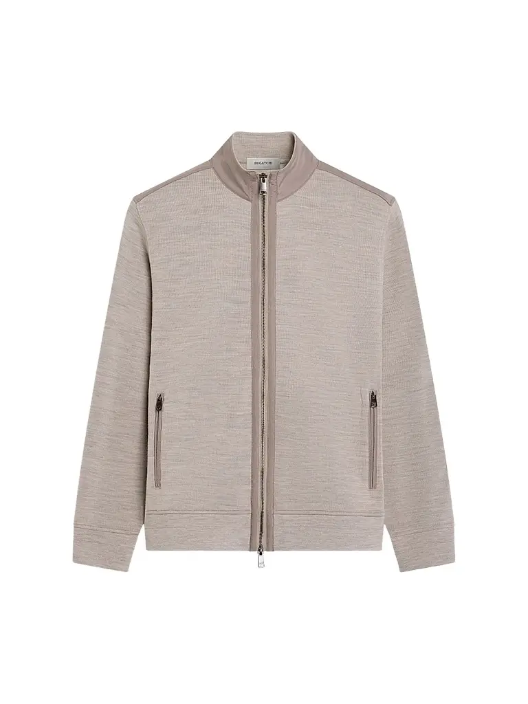 Bugatchi Men's Knit Full-Zip Jacket - Oatmeal - Size XXL | Image 1 Bugatchi Men's Knit Full-Zip Jacket - Oatmeal - Size XXL | Image 1