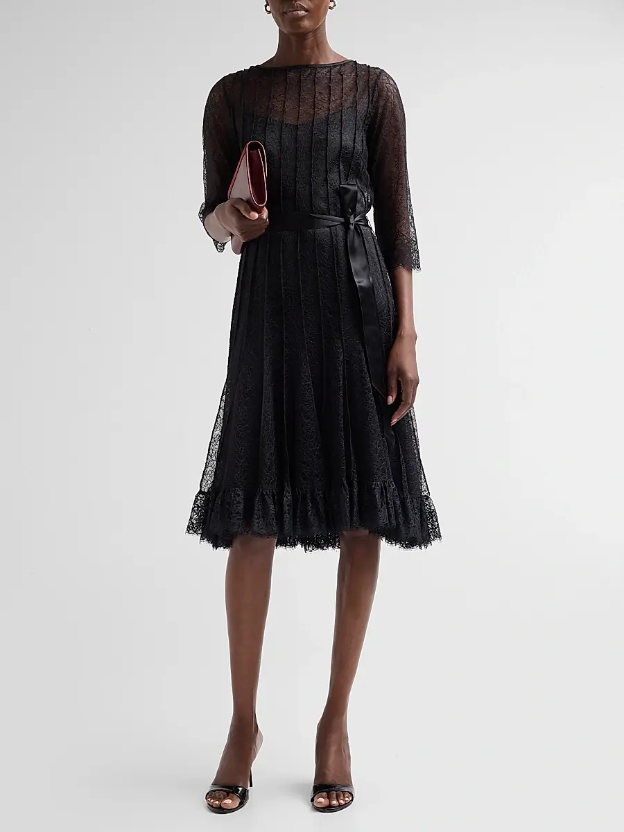 Teri Jon by Rickie Freeman Women's Pintuck Lace Cocktail Dress | Thumbnail 2 Teri Jon by Rickie Freeman Women's Pintuck Lace Cocktail Dress | Thumbnail 2