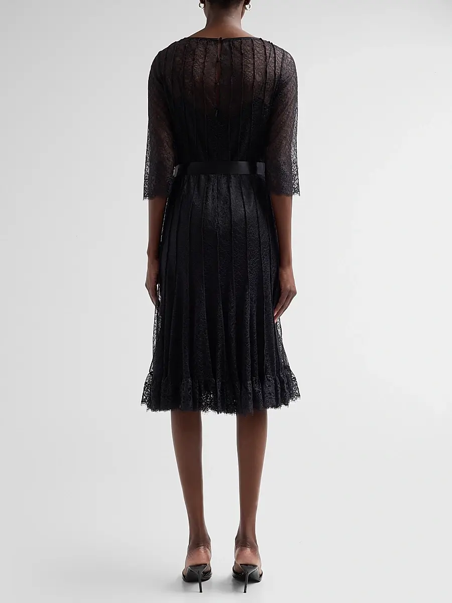 Teri Jon by Rickie Freeman Women's Pintuck Lace Cocktail Dress | Thumbnail 3 Teri Jon by Rickie Freeman Women's Pintuck Lace Cocktail Dress | Thumbnail 3
