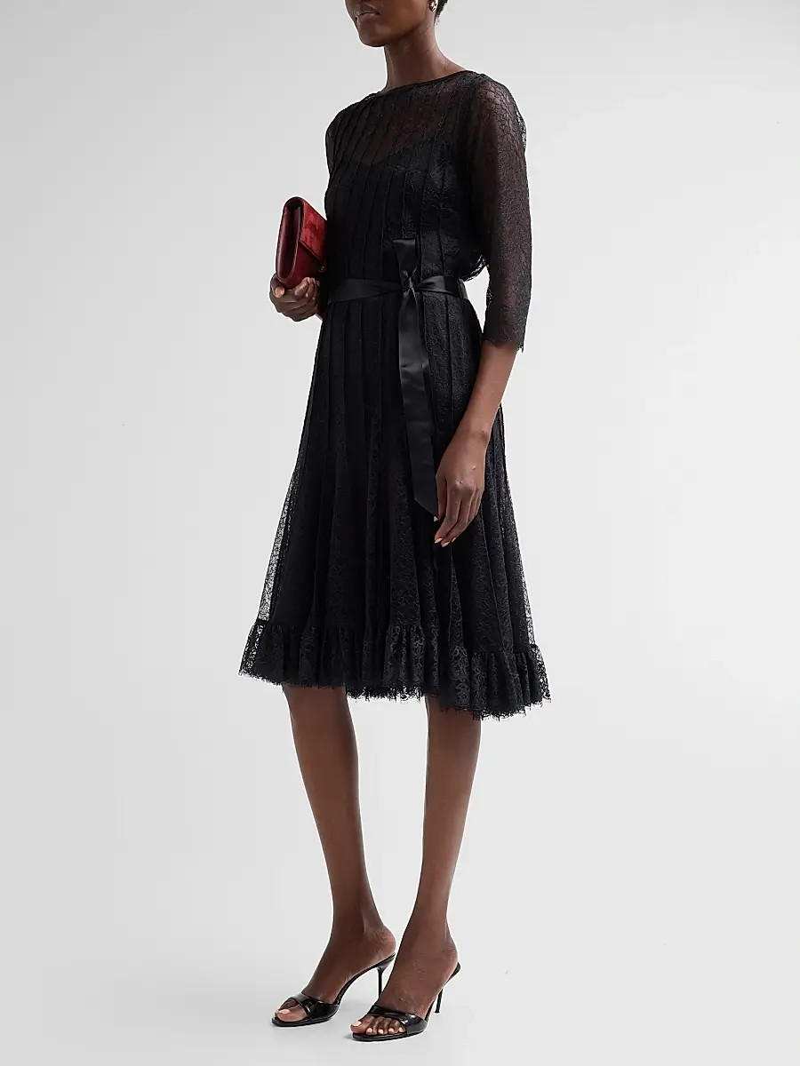 Teri Jon by Rickie Freeman Women's Pintuck Lace Cocktail Dress | Thumbnail 4 Teri Jon by Rickie Freeman Women's Pintuck Lace Cocktail Dress | Thumbnail 4