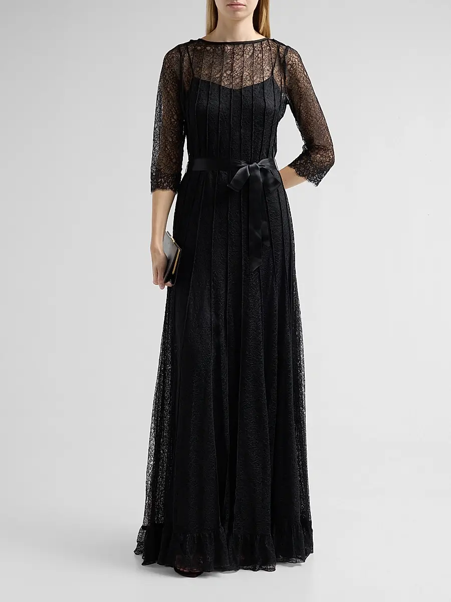 Teri Jon by Rickie Freeman Women's Pintuck Lace Gown | Thumbnail 2 Teri Jon by Rickie Freeman Women's Pintuck Lace Gown | Thumbnail 2