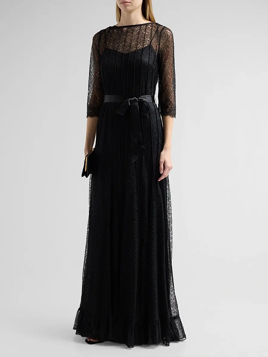 Teri Jon by Rickie Freeman Women's Pintuck Lace Gown | Thumbnail 4 Teri Jon by Rickie Freeman Women's Pintuck Lace Gown | Thumbnail 4