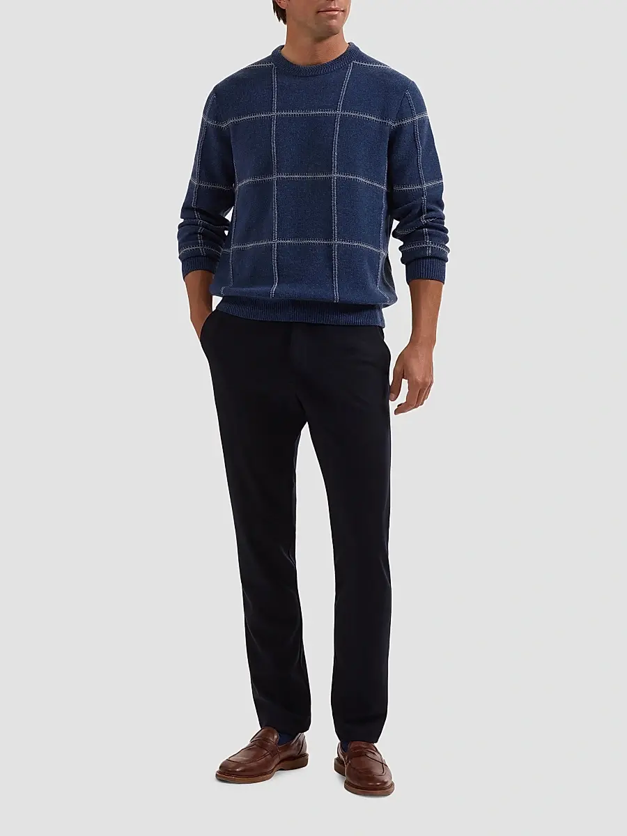 Bugatchi Men's Plaid Wool-Cotton Crewneck Sweater | Thumbnail 2
