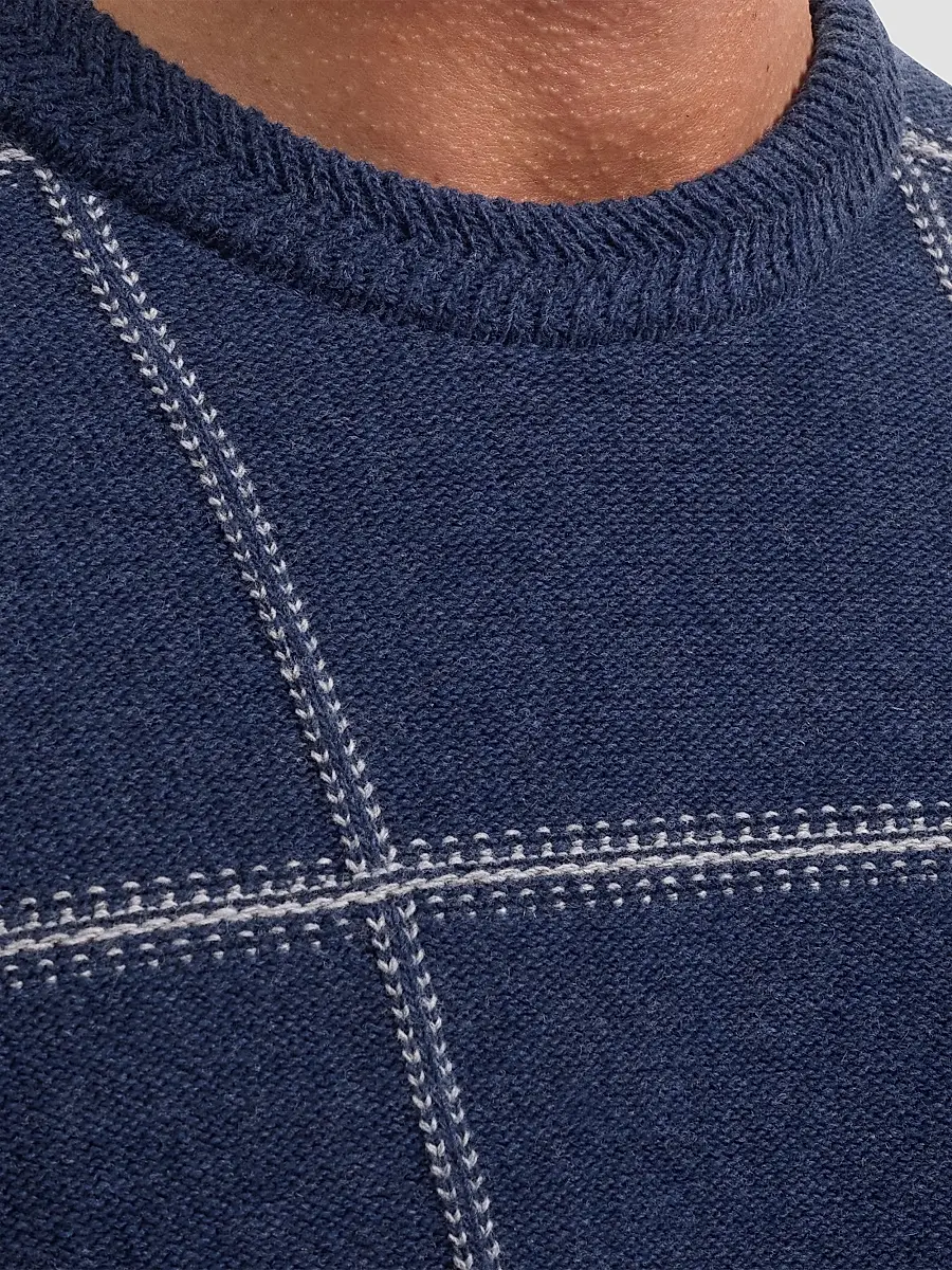 Bugatchi Men's Plaid Wool-Cotton Crewneck Sweater | Thumbnail 5
