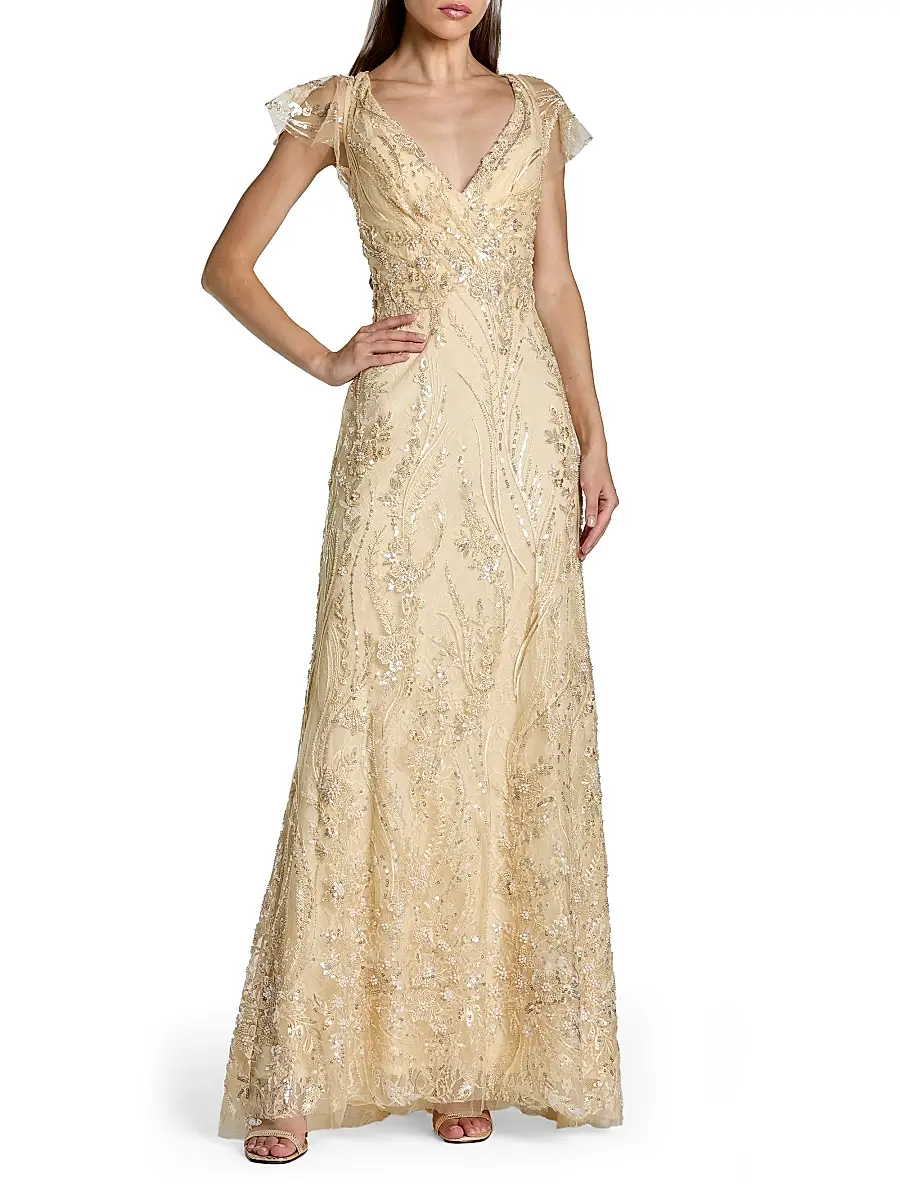 Mac Duggal Women's Embroidered Sequined Gown