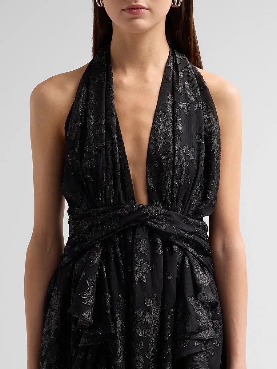 Ramy Brook Women's Olivia Flocked Halterneck Mini Dress | Thumbnail 5