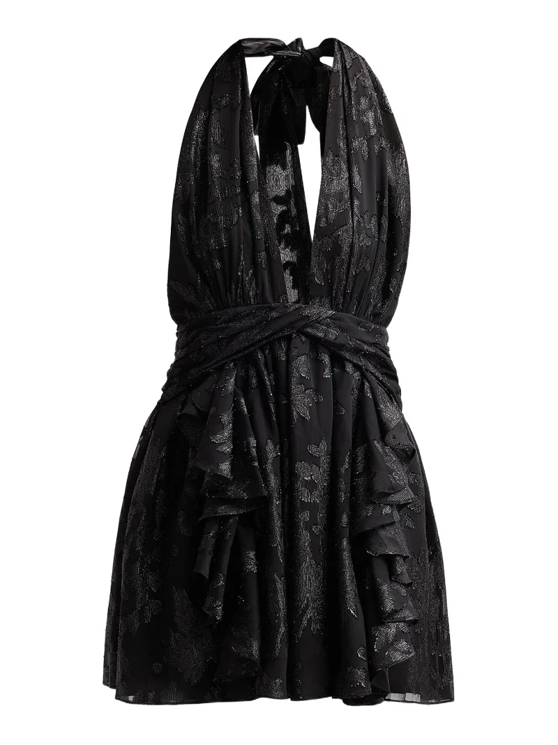 Ramy Brook Women's Olivia Flocked Halterneck Mini Dress