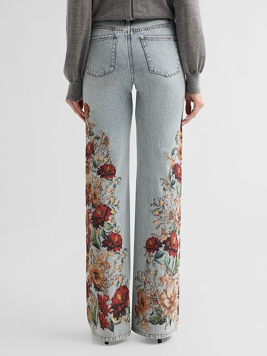 Alice + Olivia Women's Chic Floral High-Rise Jeans | Thumbnail 3 Alice + Olivia Women's Chic Floral High-Rise Jeans | Thumbnail 3