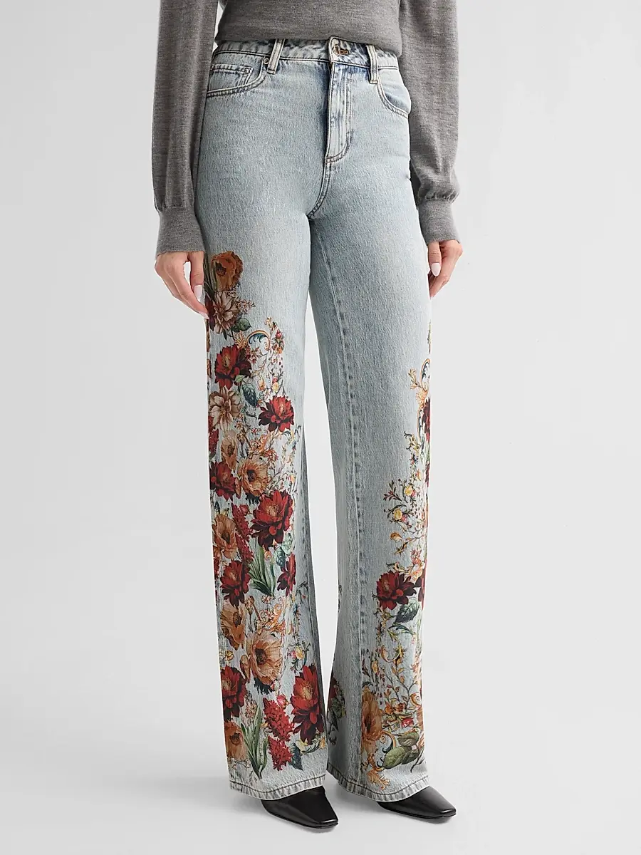 Alice + Olivia Women's Chic Floral High-Rise Jeans | Thumbnail 4 Alice + Olivia Women's Chic Floral High-Rise Jeans | Thumbnail 4