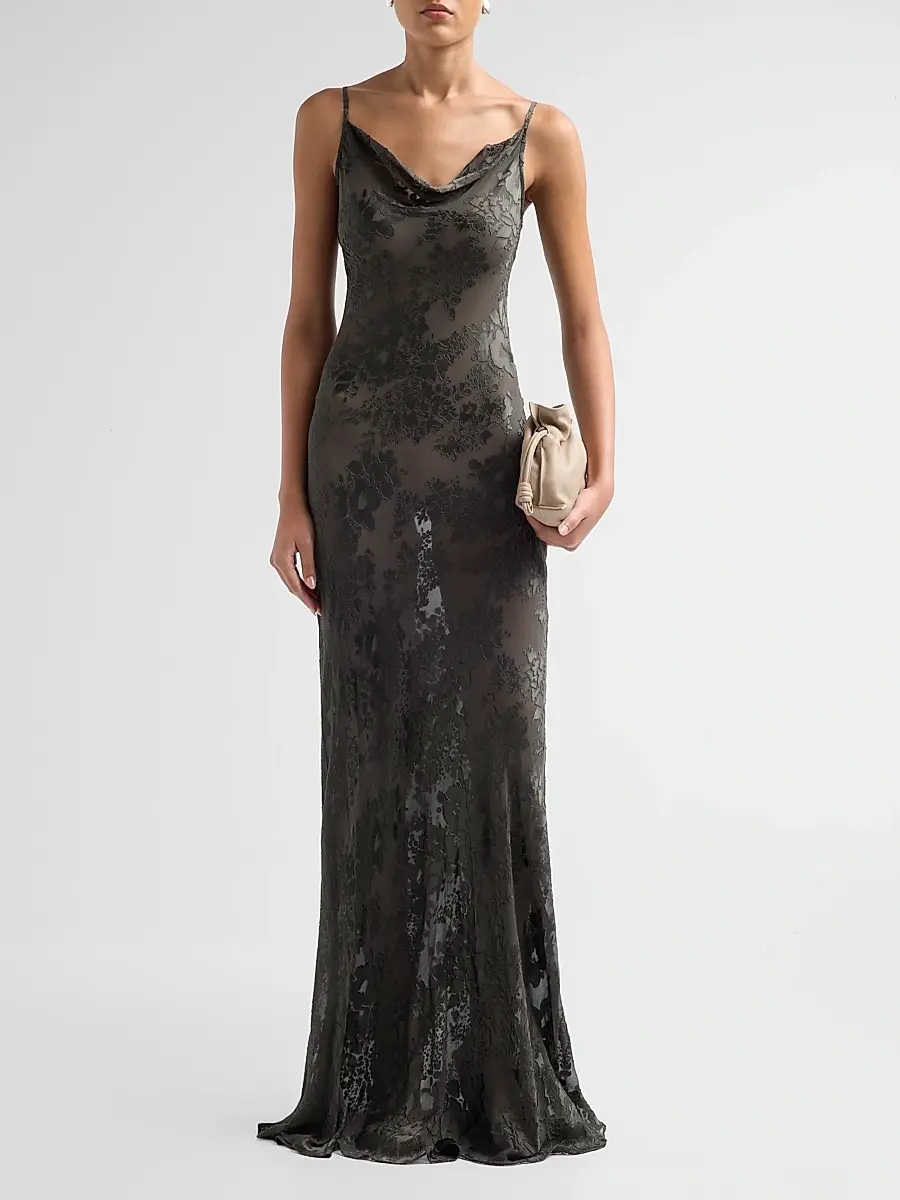 L'Agence Women's Christine Sheer Floral Burnout Maxi Dress | Thumbnail 4 L'Agence Women's Christine Sheer Floral Burnout Maxi Dress | Thumbnail 4