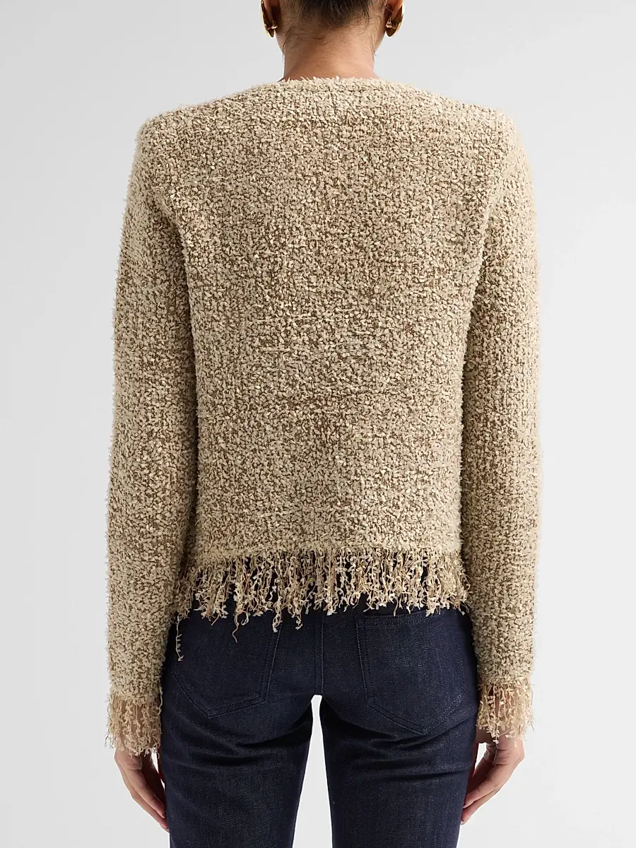 L'Agence Women's Mireille Fringe-Trim Cardigan | Thumbnail 3 L'Agence Women's Mireille Fringe-Trim Cardigan | Thumbnail 3