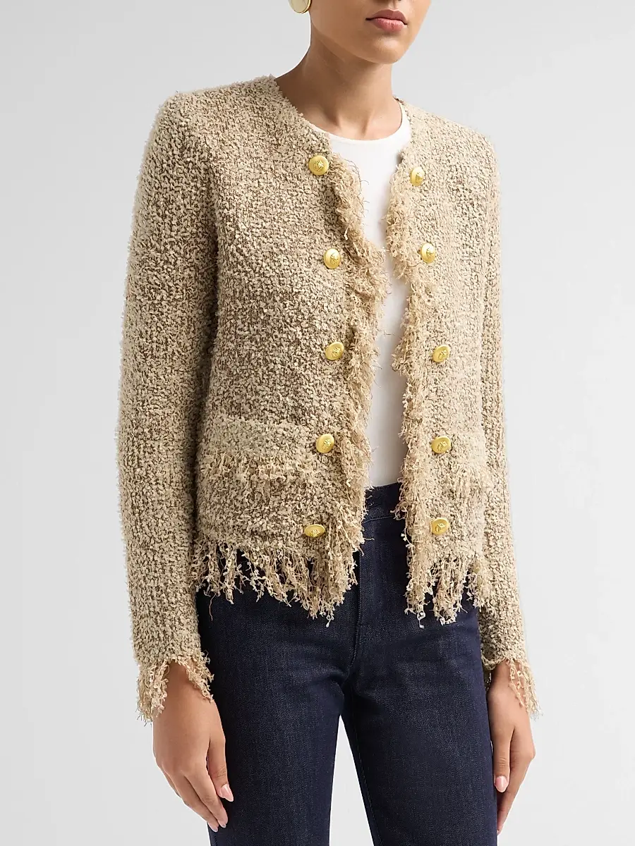 L'Agence Women's Mireille Fringe-Trim Cardigan | Thumbnail 4 L'Agence Women's Mireille Fringe-Trim Cardigan | Thumbnail 4