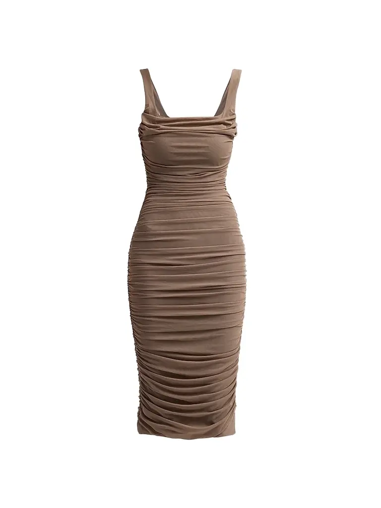 L'Agence Women's Anya Shirred Midi Dress