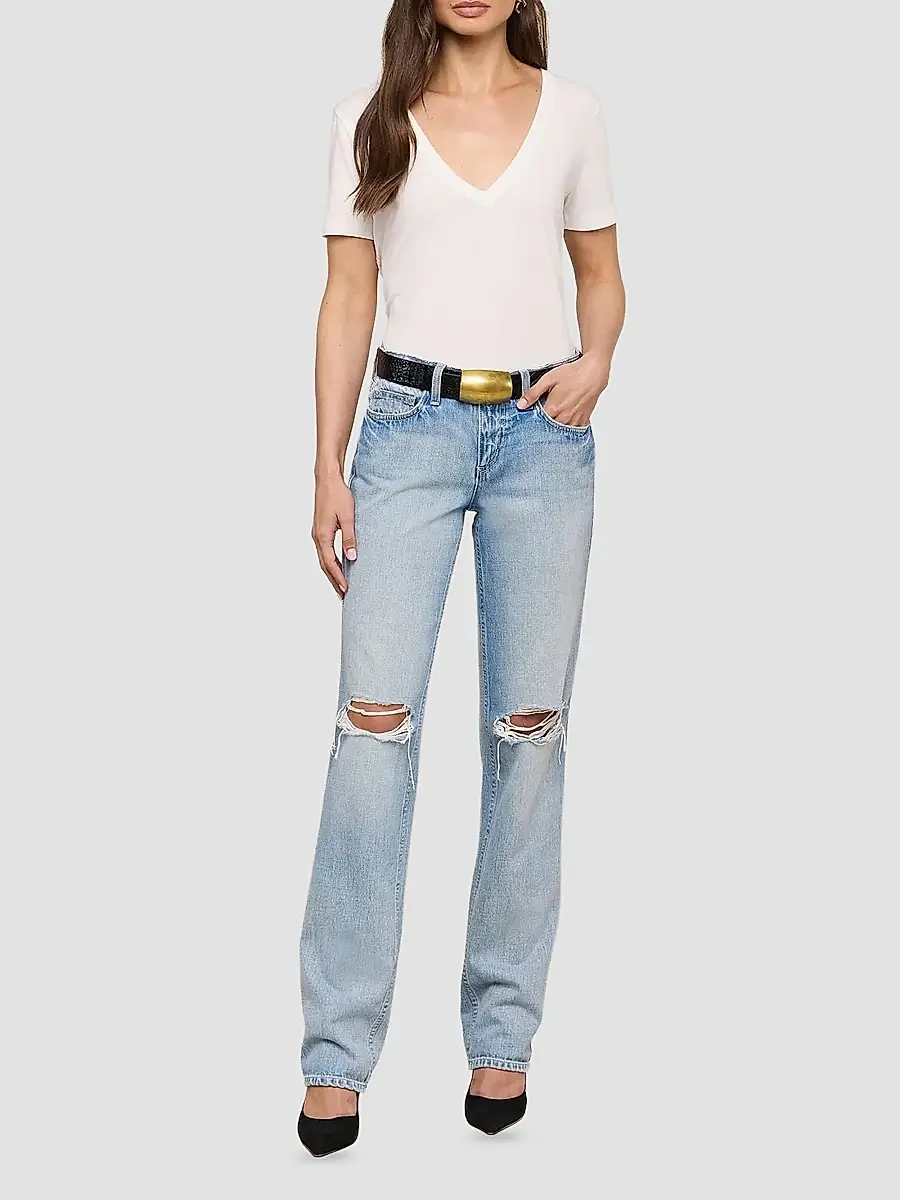 L'Agence Women's Brianna V-Neck Relaxed T-Shirt | Thumbnail 2