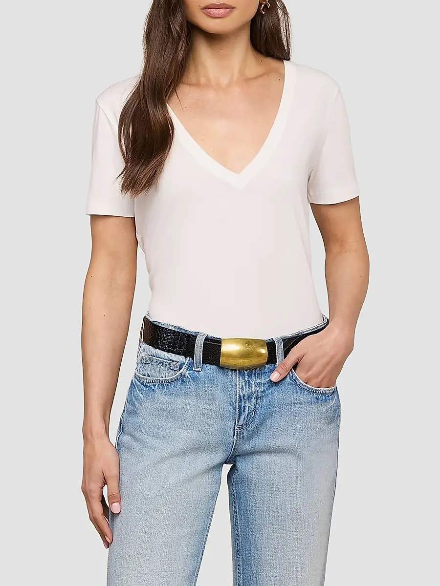L'Agence Women's Brianna V-Neck Relaxed T-Shirt | Thumbnail 4