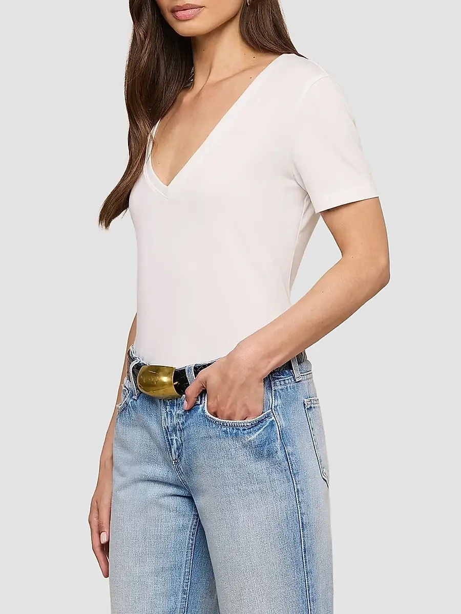 L'Agence Women's Brianna V-Neck Relaxed T-Shirt | Thumbnail 6