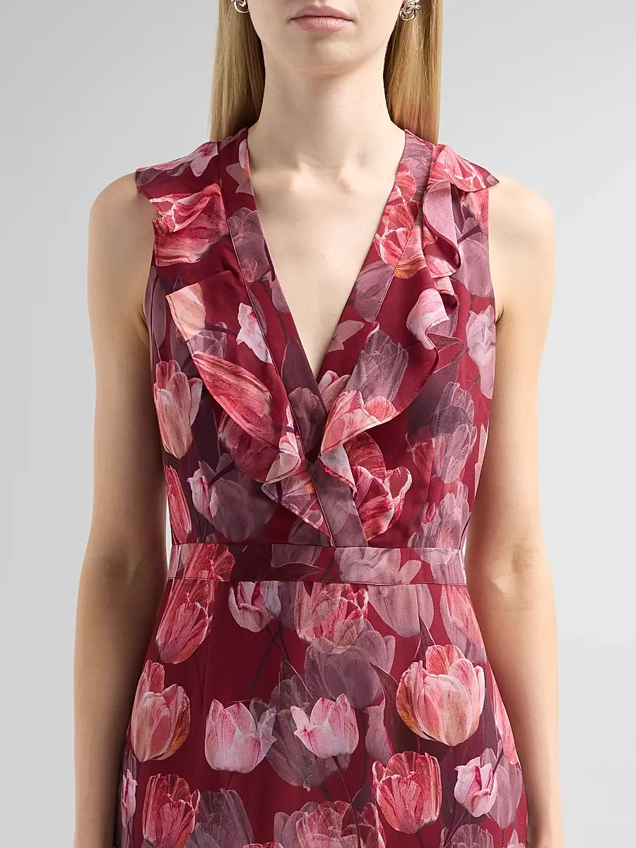 Milly Women's Nanci Ruffled Floral V-Neck Midi Dress | Thumbnail 5 Milly Women's Nanci Ruffled Floral V-Neck Midi Dress | Thumbnail 5