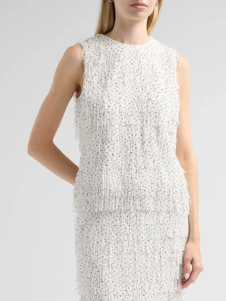 Milly Women's Royce Polka Dot Fringe Top | Thumbnail 4