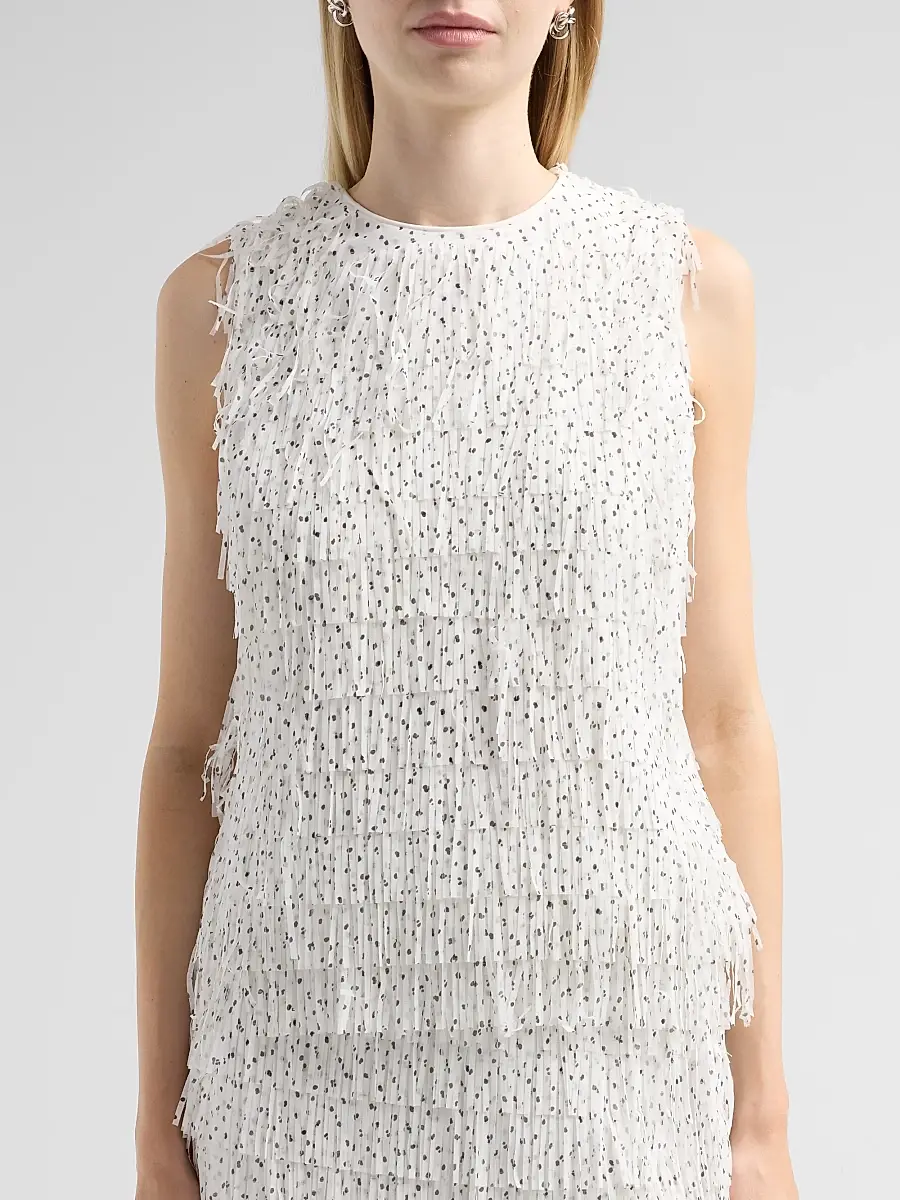 Milly Women's Royce Polka Dot Fringe Top | Thumbnail 5