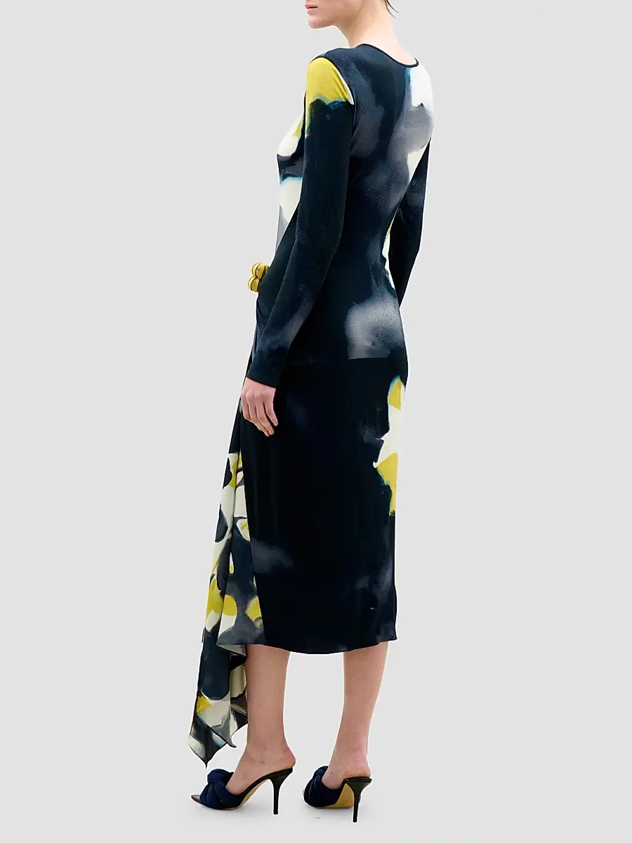 Silvia Tcherassi Women's Ananya Printed Draped Midi Dress | Thumbnail 3 Silvia Tcherassi Women's Ananya Printed Draped Midi Dress | Thumbnail 3