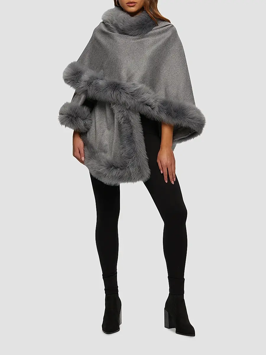 Gorski Women's Select Cashmere Capelet with Merinillo Shearling Lamb Trim | Thumbnail 2 Gorski Women's Select Cashmere Capelet with Merinillo Shearling Lamb Trim | Thumbnail 2