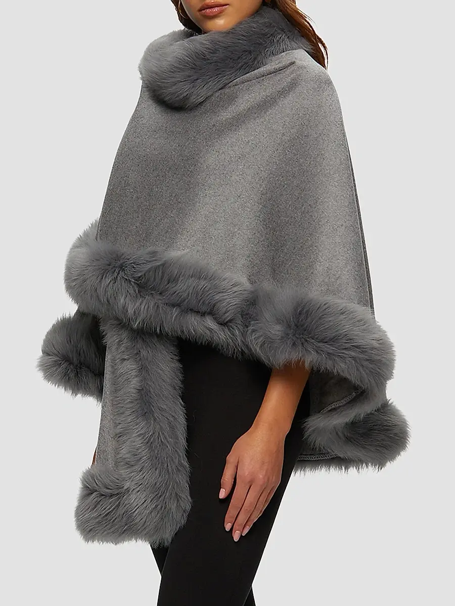 Gorski Women's Select Cashmere Capelet with Merinillo Shearling Lamb Trim | Thumbnail 4 Gorski Women's Select Cashmere Capelet with Merinillo Shearling Lamb Trim | Thumbnail 4