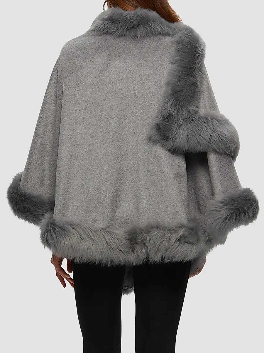Gorski Women's Select Cashmere Capelet with Merinillo Shearling Lamb Trim | Thumbnail 5 Gorski Women's Select Cashmere Capelet with Merinillo Shearling Lamb Trim | Thumbnail 5