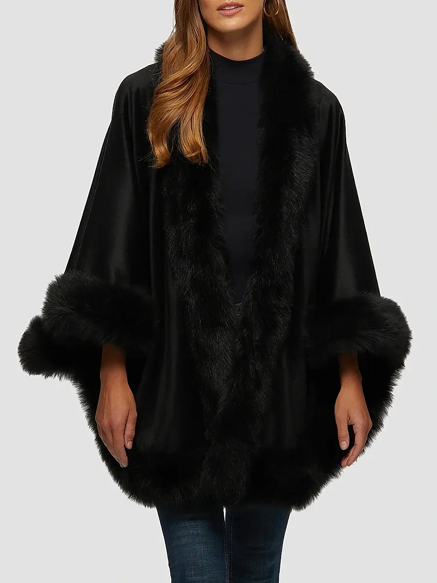 Gorski Women's Select Cashmere Capelet with Merinillo Shearling Lamb Trim | Thumbnail 2 Gorski Women's Select Cashmere Capelet with Merinillo Shearling Lamb Trim | Thumbnail 2