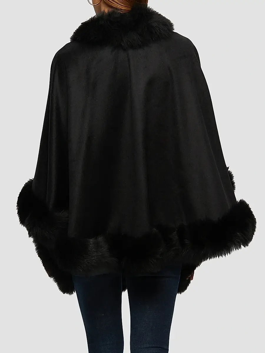 Gorski Women's Select Cashmere Capelet with Merinillo Shearling Lamb Trim | Thumbnail 4 Gorski Women's Select Cashmere Capelet with Merinillo Shearling Lamb Trim | Thumbnail 4