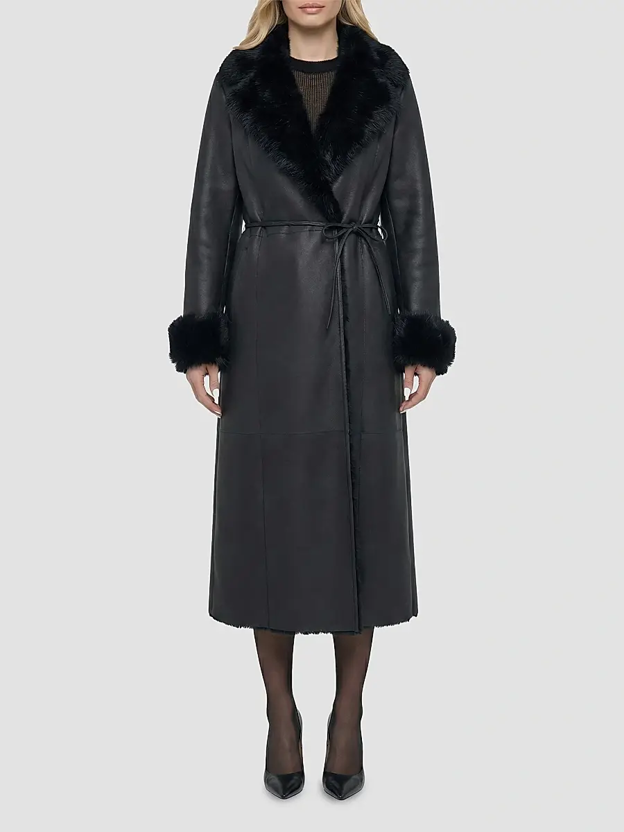 Gorski Women's Merino Shearling Lamb Nappa Out Coat with Shearling Lamb Collar | Thumbnail 3 Gorski Women's Merino Shearling Lamb Nappa Out Coat with Shearling Lamb Collar | Thumbnail 3