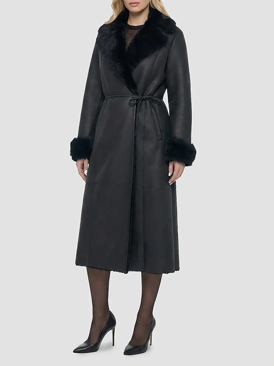 Gorski Women's Merino Shearling Lamb Nappa Out Coat with Shearling Lamb Collar | Thumbnail 4 Gorski Women's Merino Shearling Lamb Nappa Out Coat with Shearling Lamb Collar | Thumbnail 4