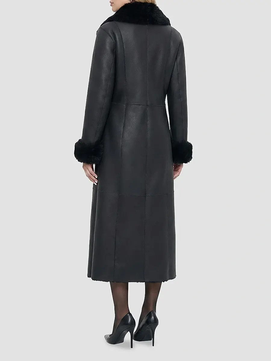 Gorski Women's Merino Shearling Lamb Nappa Out Coat with Shearling Lamb Collar | Thumbnail 5 Gorski Women's Merino Shearling Lamb Nappa Out Coat with Shearling Lamb Collar | Thumbnail 5