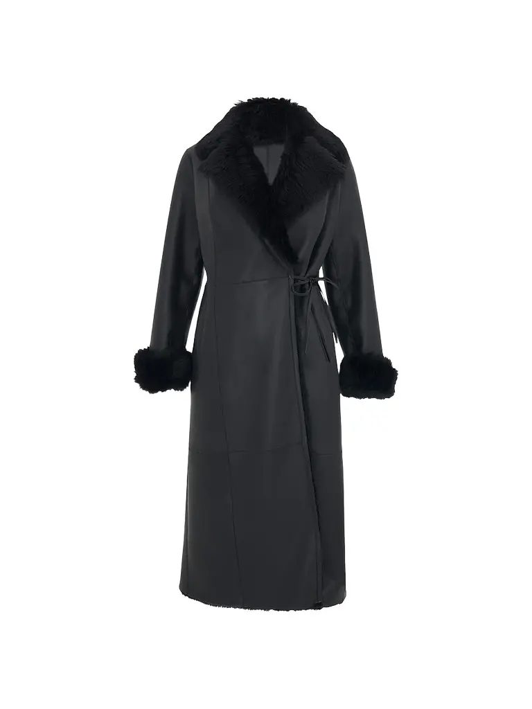 Gorski Women's Merino Shearling Lamb Nappa Out Coat with Shearling Lamb Collar - Black - Size Large | Image 1 Gorski Women's Merino Shearling Lamb Nappa Out Coat with Shearling Lamb Collar - Black - Size Large | Image 1