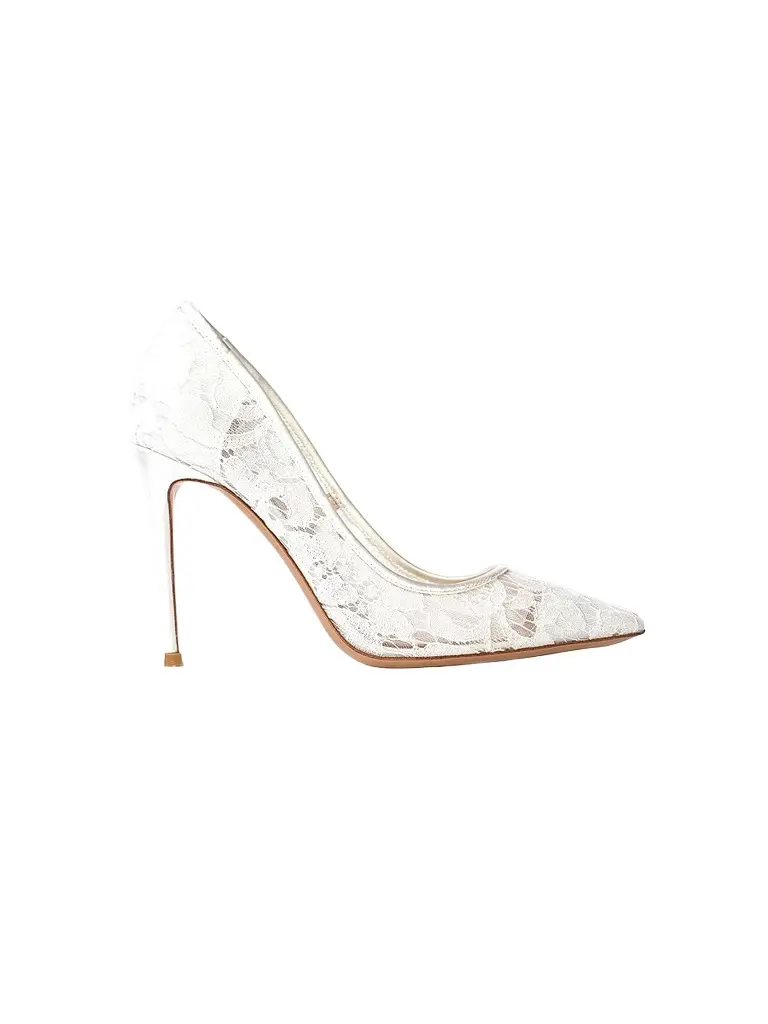 Black Suede Studio Women's Gia 100MM Lace Pumps - White Lace - Size 12 | Image 1 Black Suede Studio Women's Gia 100MM Lace Pumps - White Lace - Size 12 | Image 1