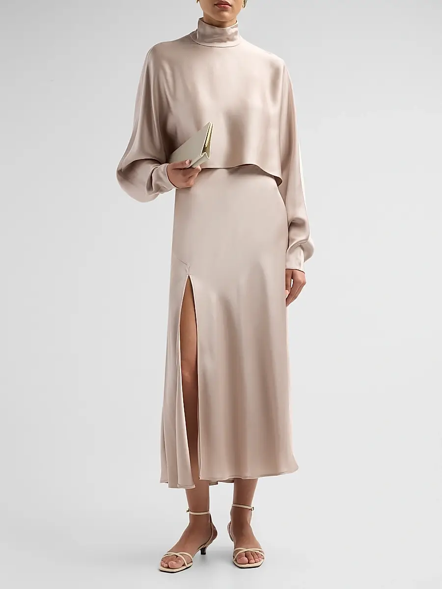Lapointe Women's Satin Bias Slit Midi-Skirt | Thumbnail 2