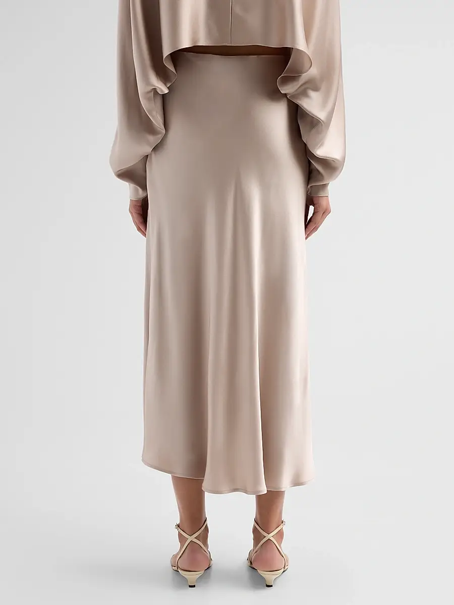 Lapointe Women's Satin Bias Slit Midi-Skirt | Thumbnail 3