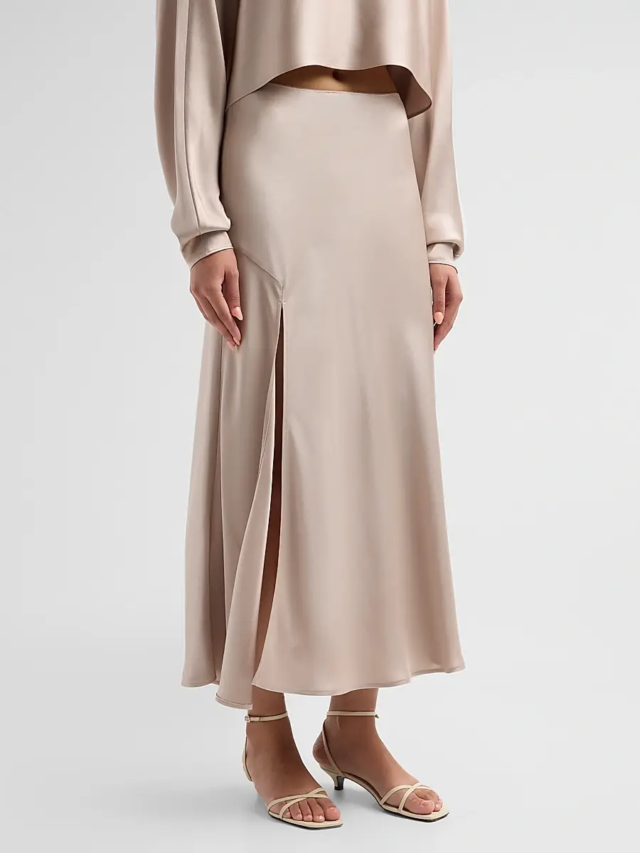 Lapointe Women's Satin Bias Slit Midi-Skirt | Thumbnail 4