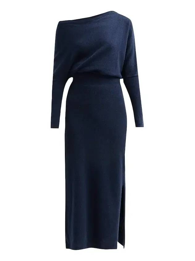 Women's Kasos One-Shoulder Drape Midi-Dress Women's Kasos One-Shoulder Drape Midi-Dress